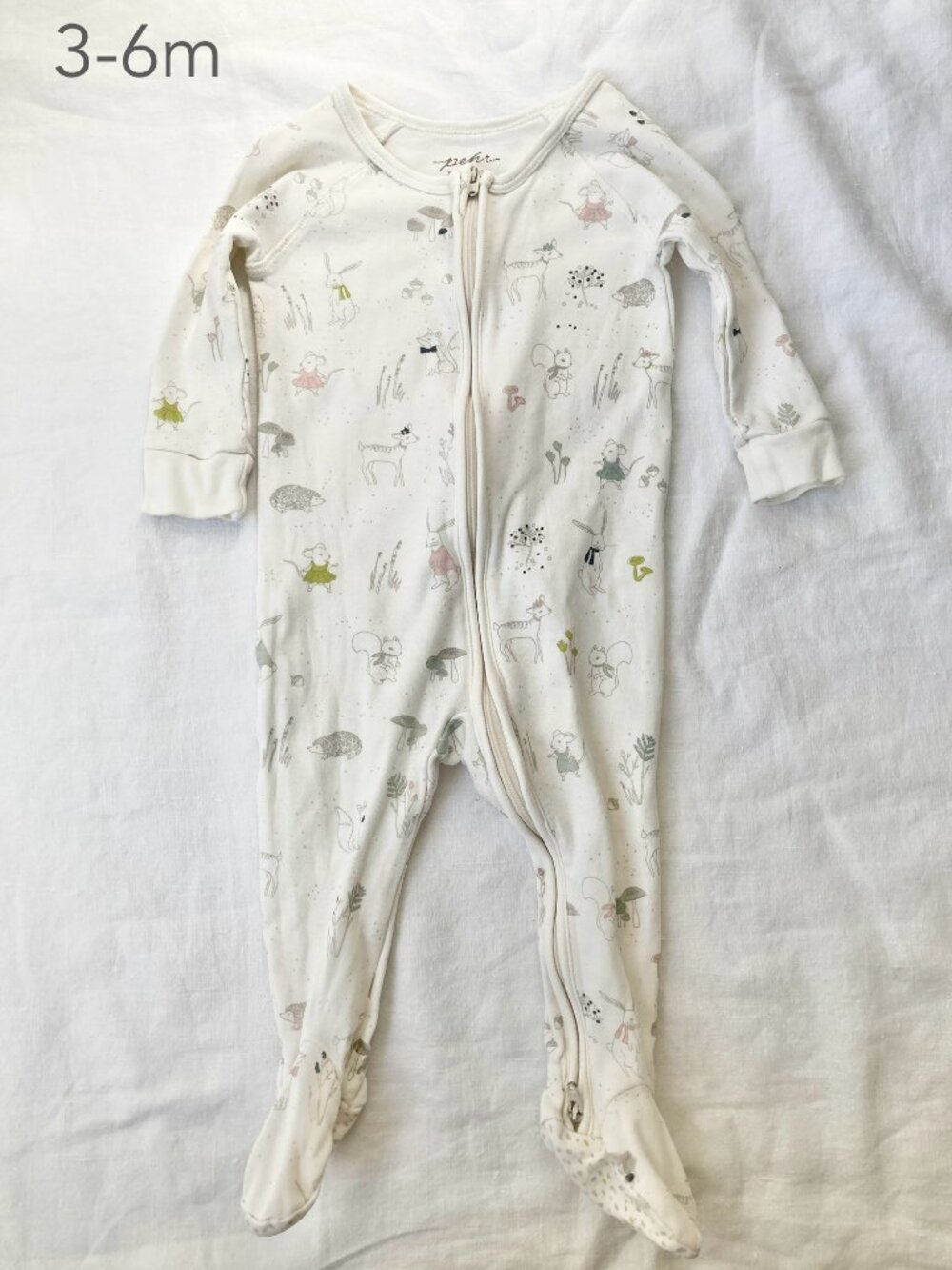 💙2/$25 Pehr 3-6 Months Baby Mouse Deer Magical Forest Zipper Sleeper Whimsical
